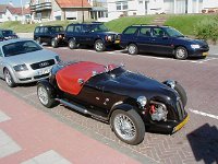 P7010010  Renewed old car at the seaside in Zandvoort.